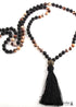 Boho Necklace, RH Amazonite Jasper, Lariat Silver Ball Green Brown Natural Stone